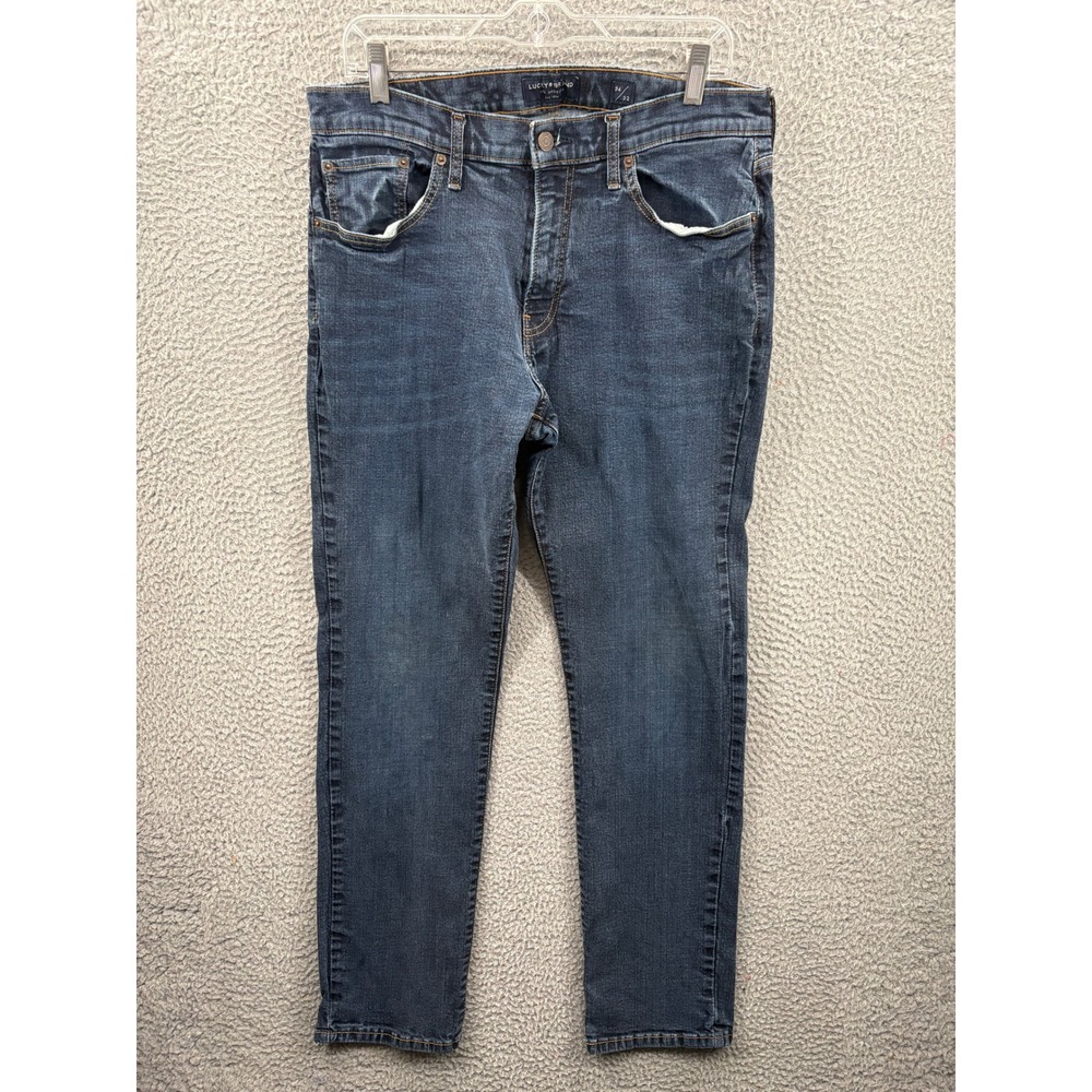 Lucky Brand Jeans Men 34x31 410 Athletic Slim Blue Dark Wash Stretch Denim